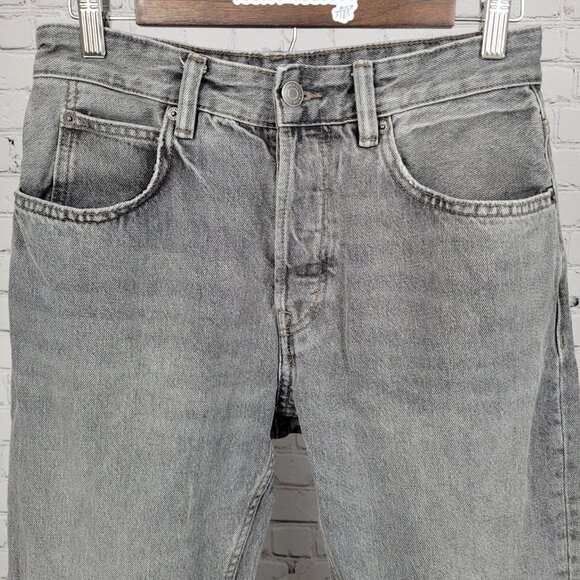 Zara Grey 100% Cotton Denim Button Fly Straight Leg Jeans Size 30 (28x30) - Picture 5 of 15